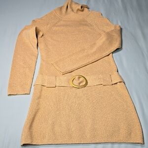 INC Gold Metallic Sweater Dress